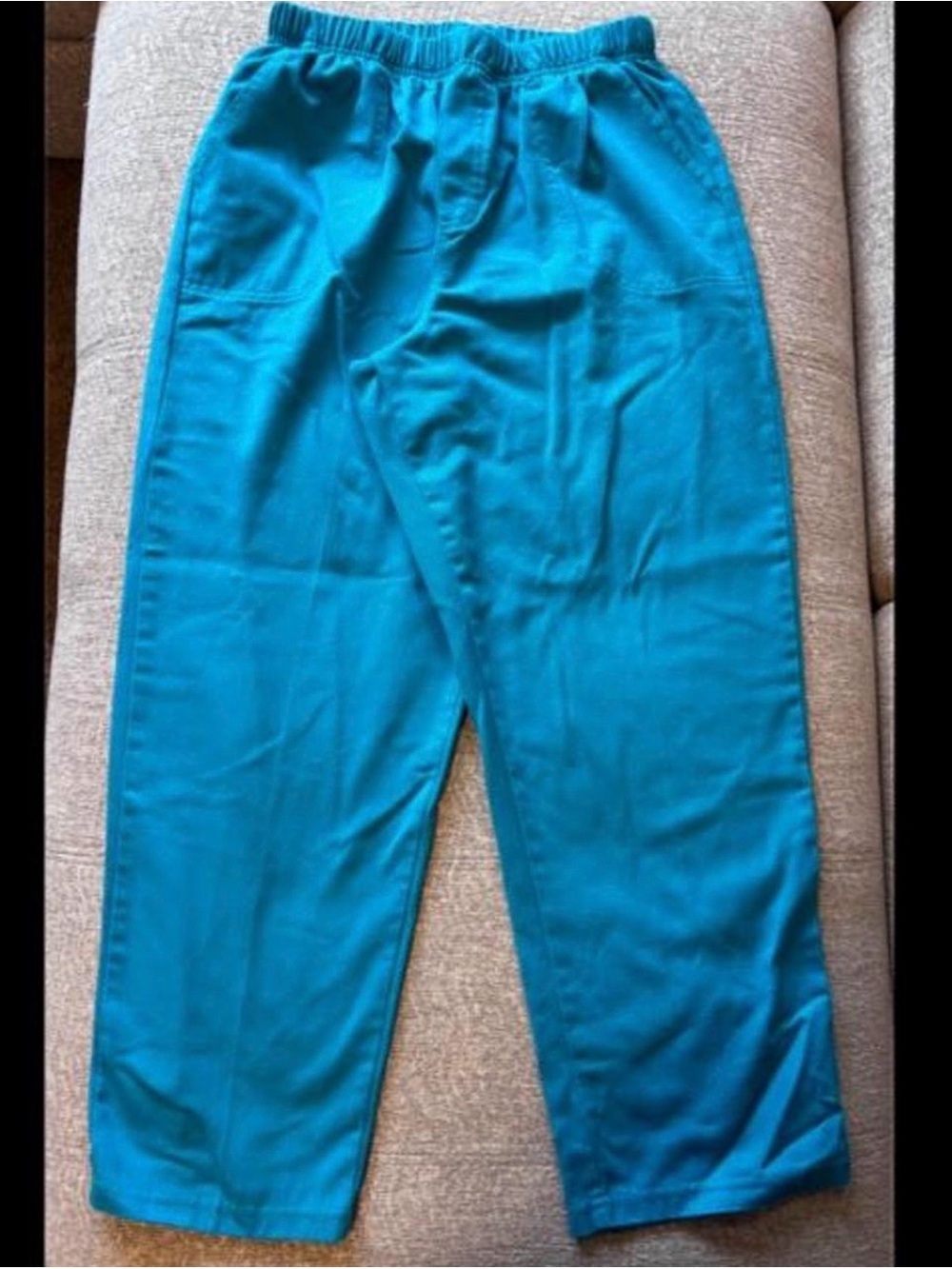 90's White Stag Women's Pants Cerulean Blue Elastic Waist Pull Up Scuba M